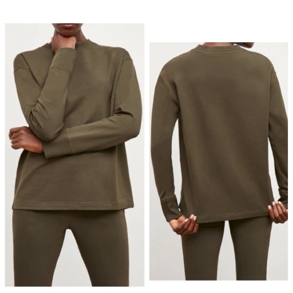 MM Lafleur sz S Ellie Sweatshirt Pima Cotton Stretch Blend Deep Juniper Green
